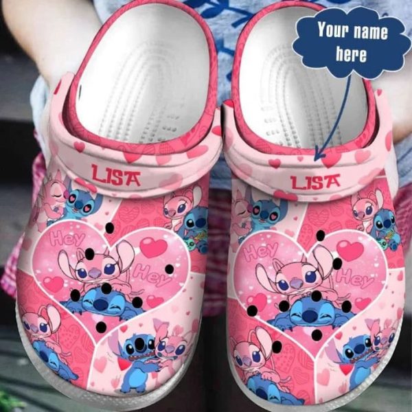 Custome Name Lilo Stitch Hey Love Crocband Clogs cbi5hc 1