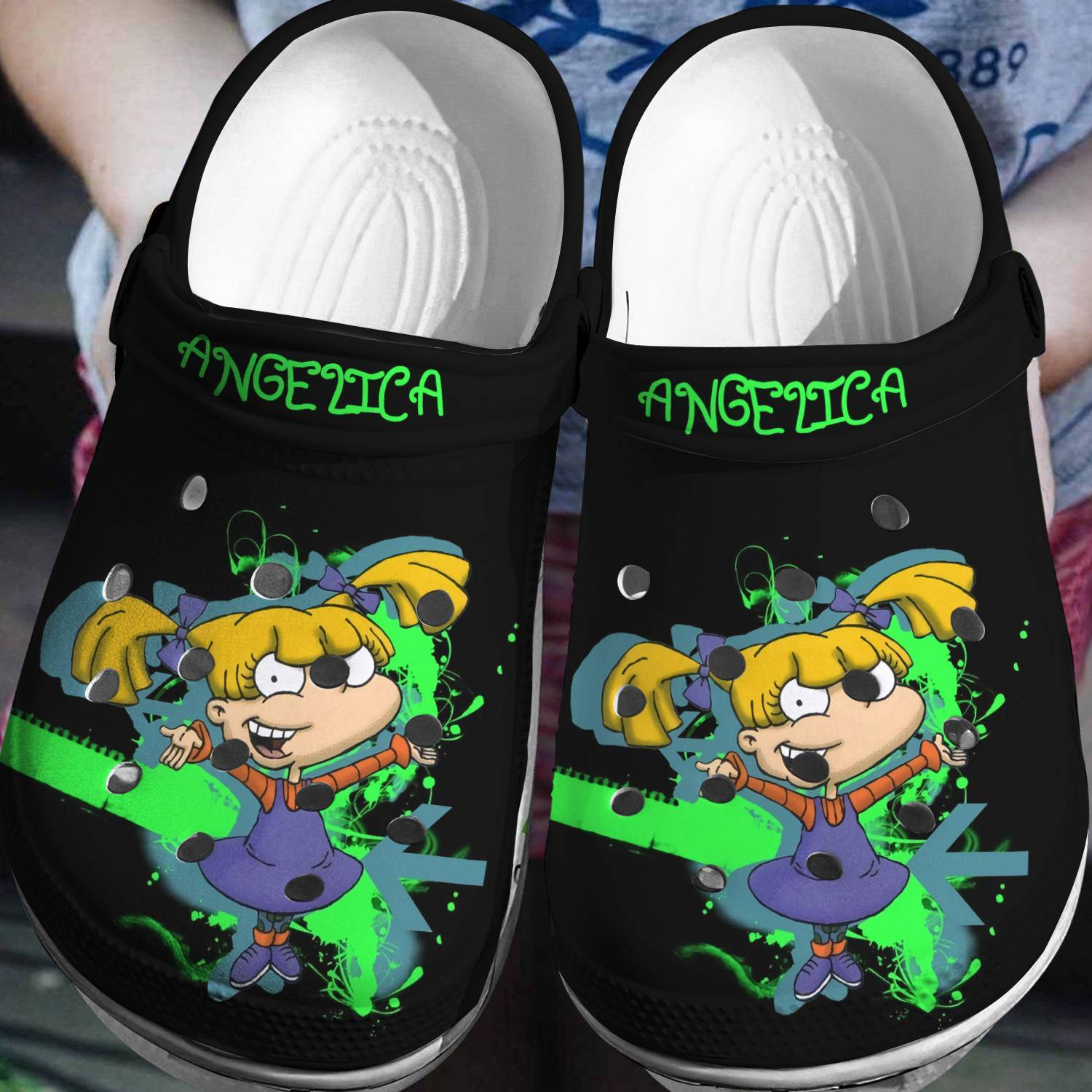 adorable angelica pickles rugrats cartoon black clogs 8glwn