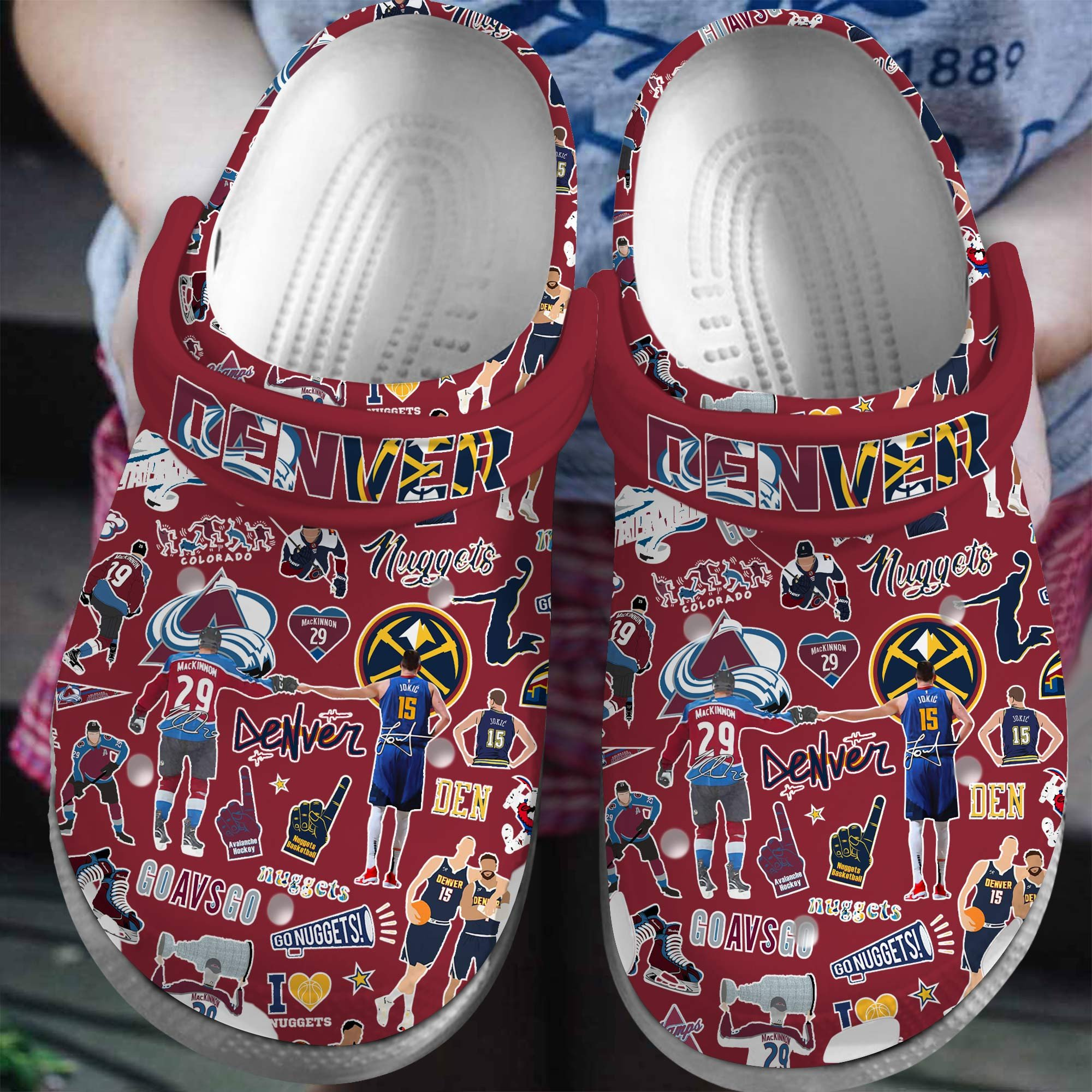 adults eye catching denver nuggets team clogs 36phc