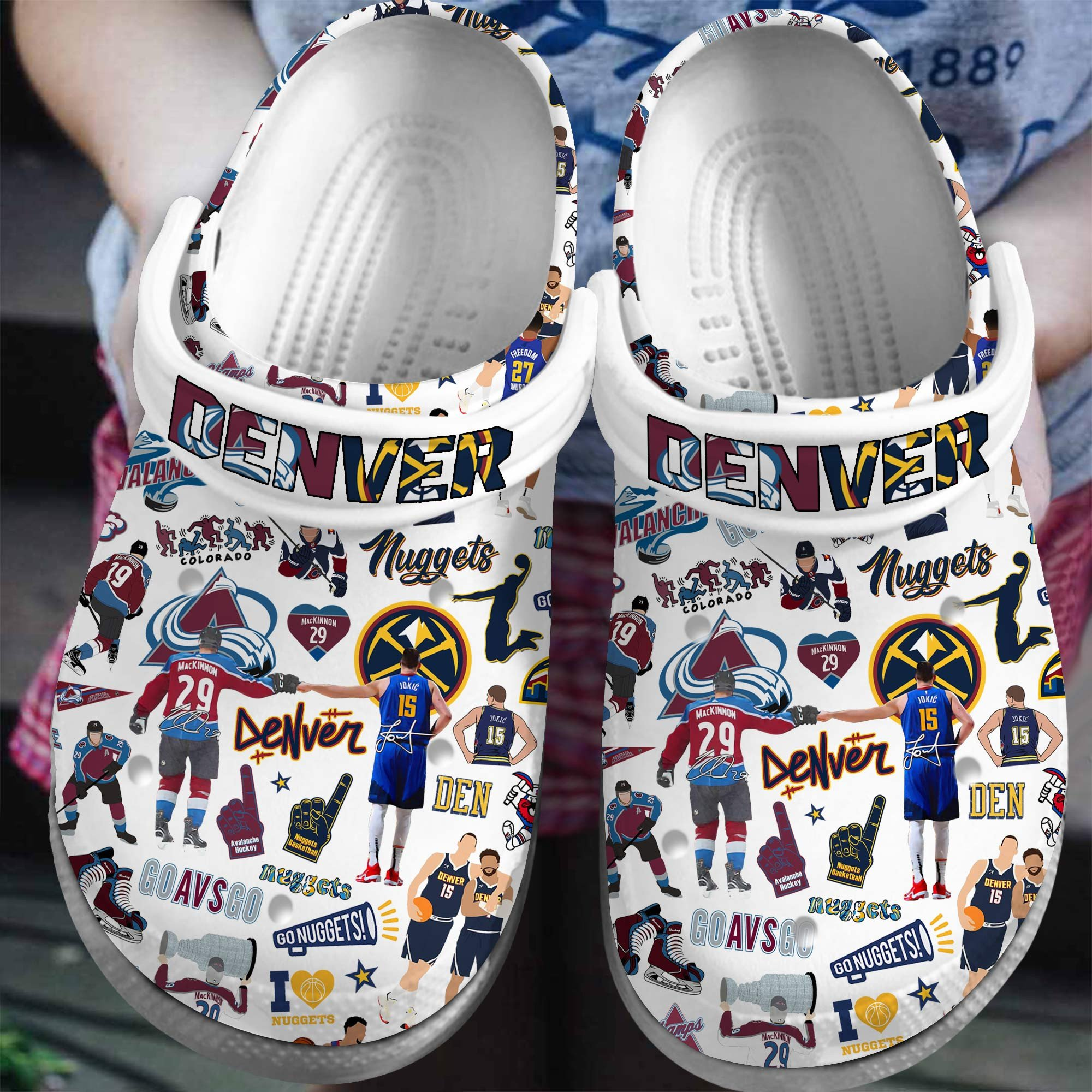 adults water resistant and lightweight denver nuggets team white clogs 8hohv