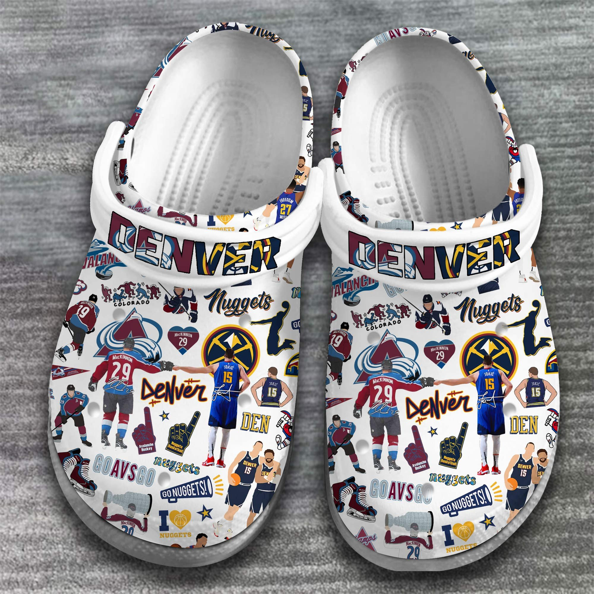 adults water resistant and lightweight denver nuggets team white clogs afbjh
