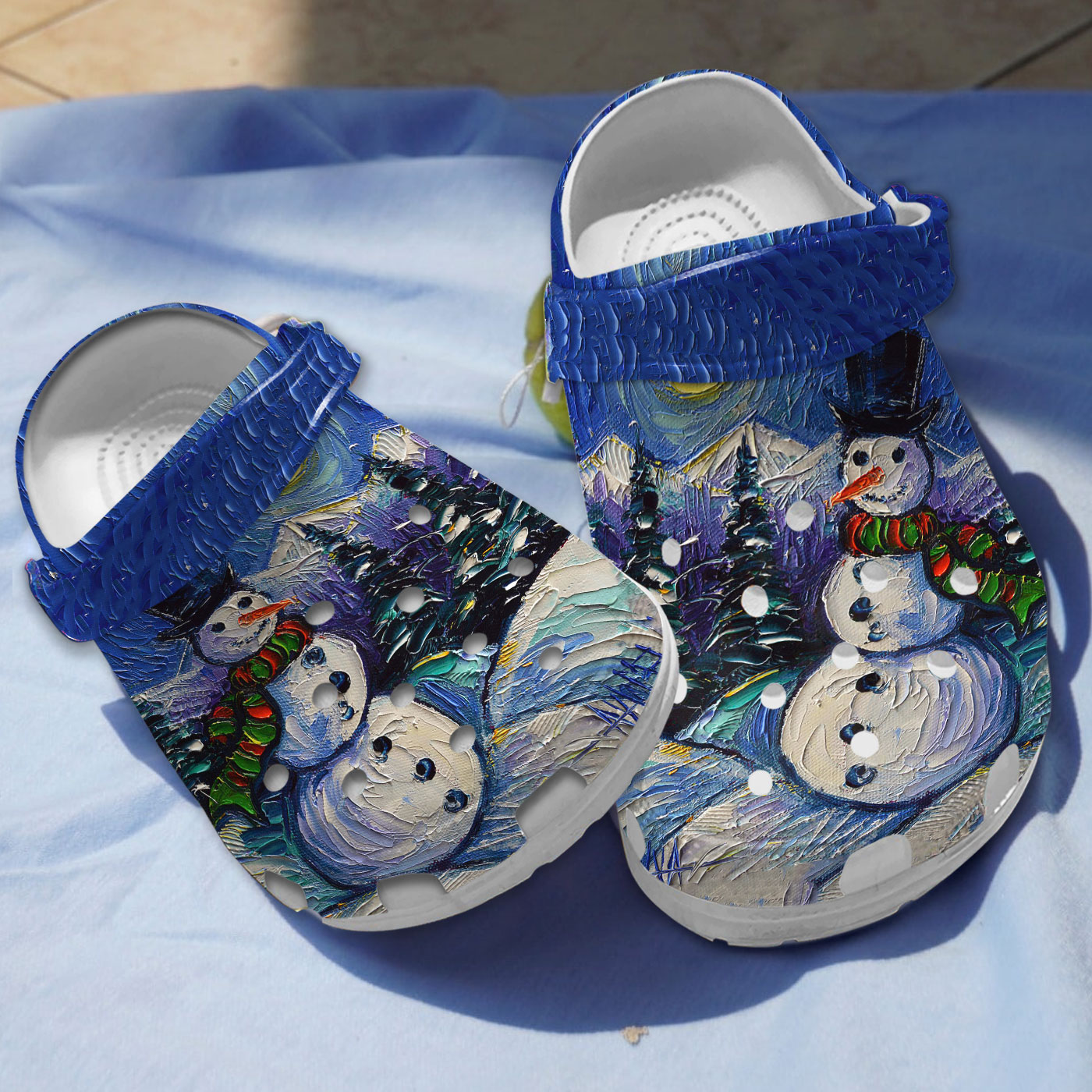 amazing design snowman blue unisex clogs best gift for christmas hk38y