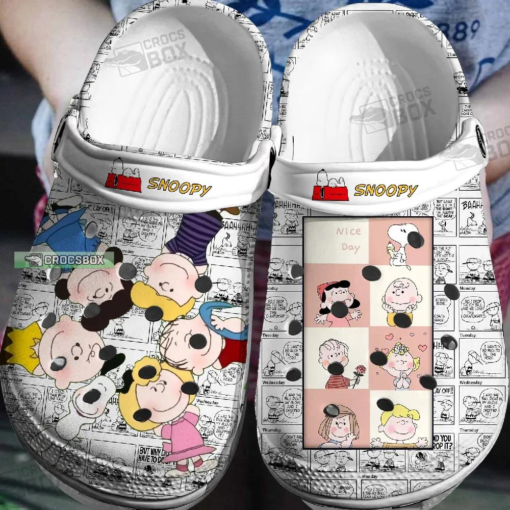 cute peanuts comic themed unisex classic white clogs comfort sandals to wear u0od2