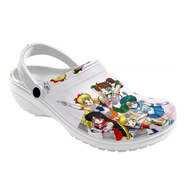 durable and lightweight sailor moon anime girls white clogs 7saby