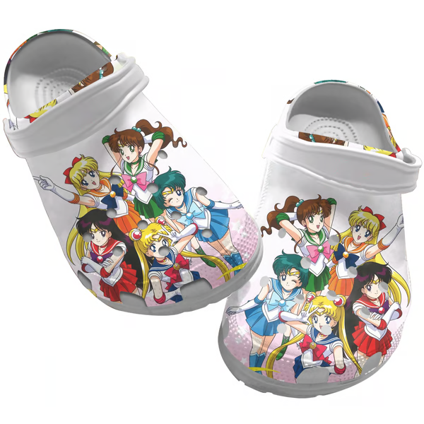 durable and lightweight sailor moon anime girls white clogs macqw