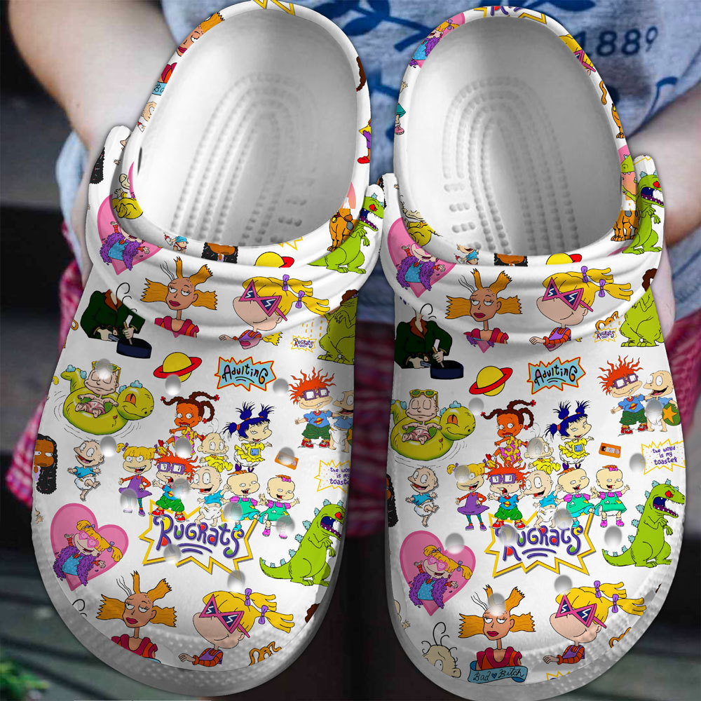 funny clogs rugrats cartoon white clogs fun and safe for outdoor walking! jyle0