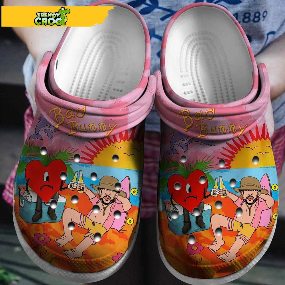 funny design bad bunny beside the beach unisex clogs zmrav