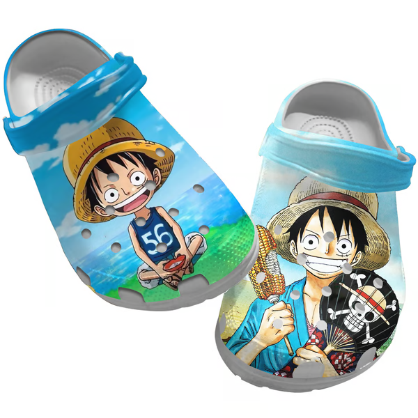 light blue cute monkey d luffy clogs best gift for one piece fan f36hf