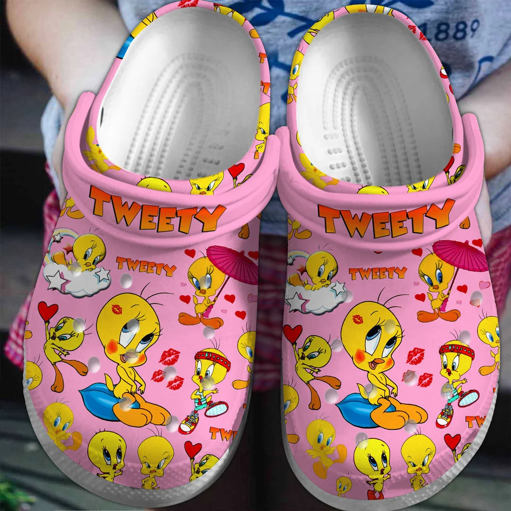 lovely looney tunes tweet duck cartoon pink clogs lightweight and durable clogs rkgpk