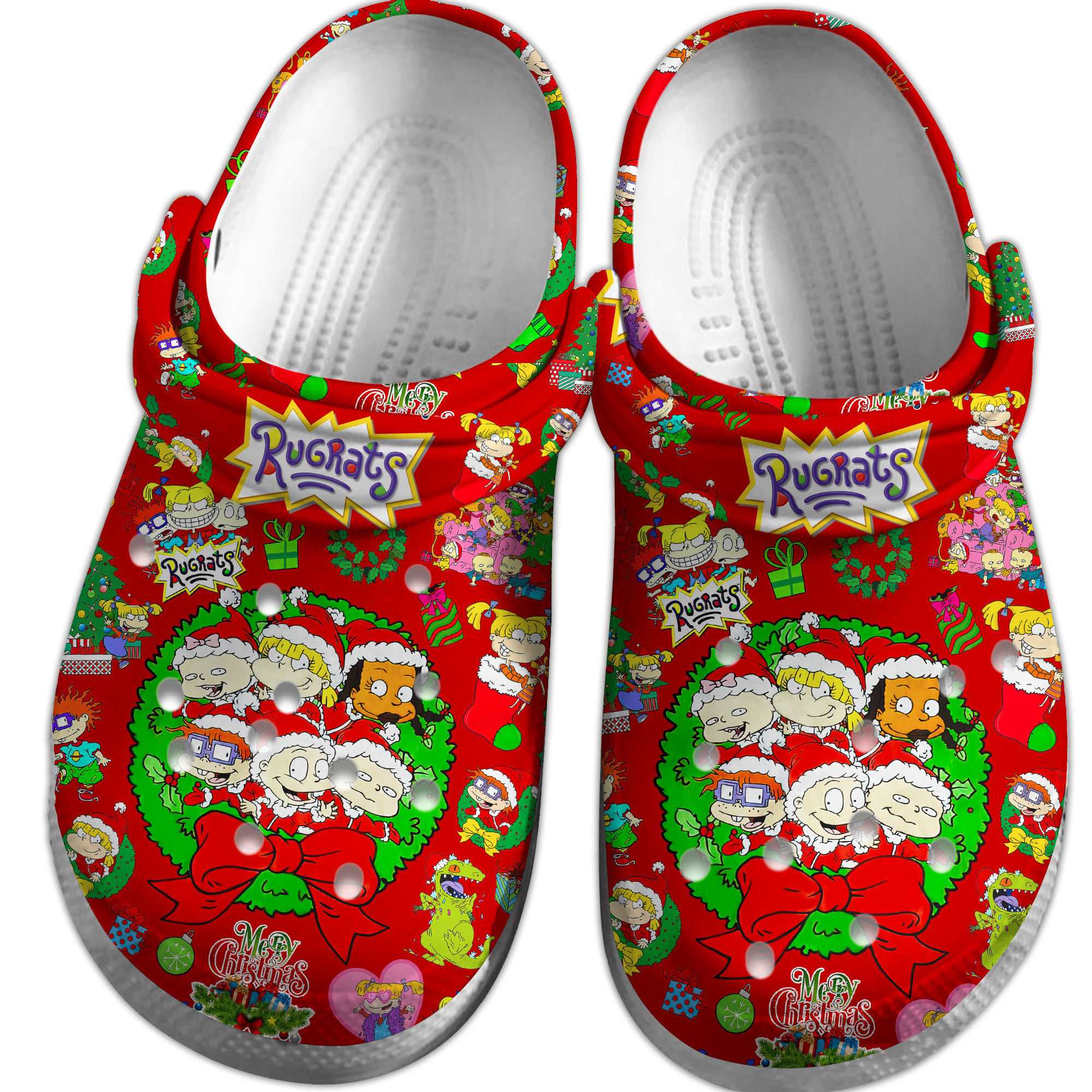 merry christmas rugrats cartoon red clogs perfect gift ideas for christmas! 8097c
