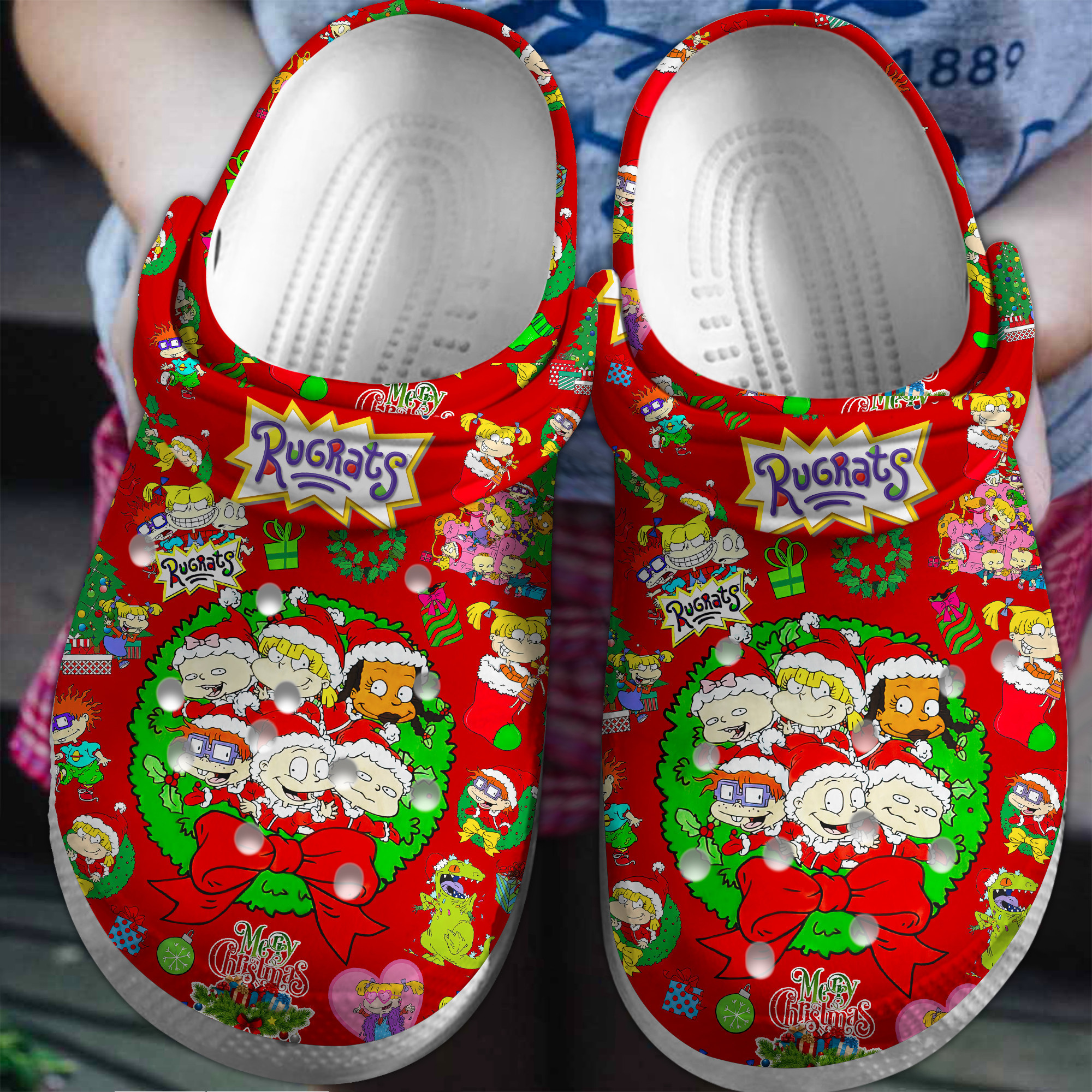 merry christmas rugrats cartoon red clogs perfect gift ideas for christmas! zwfvf