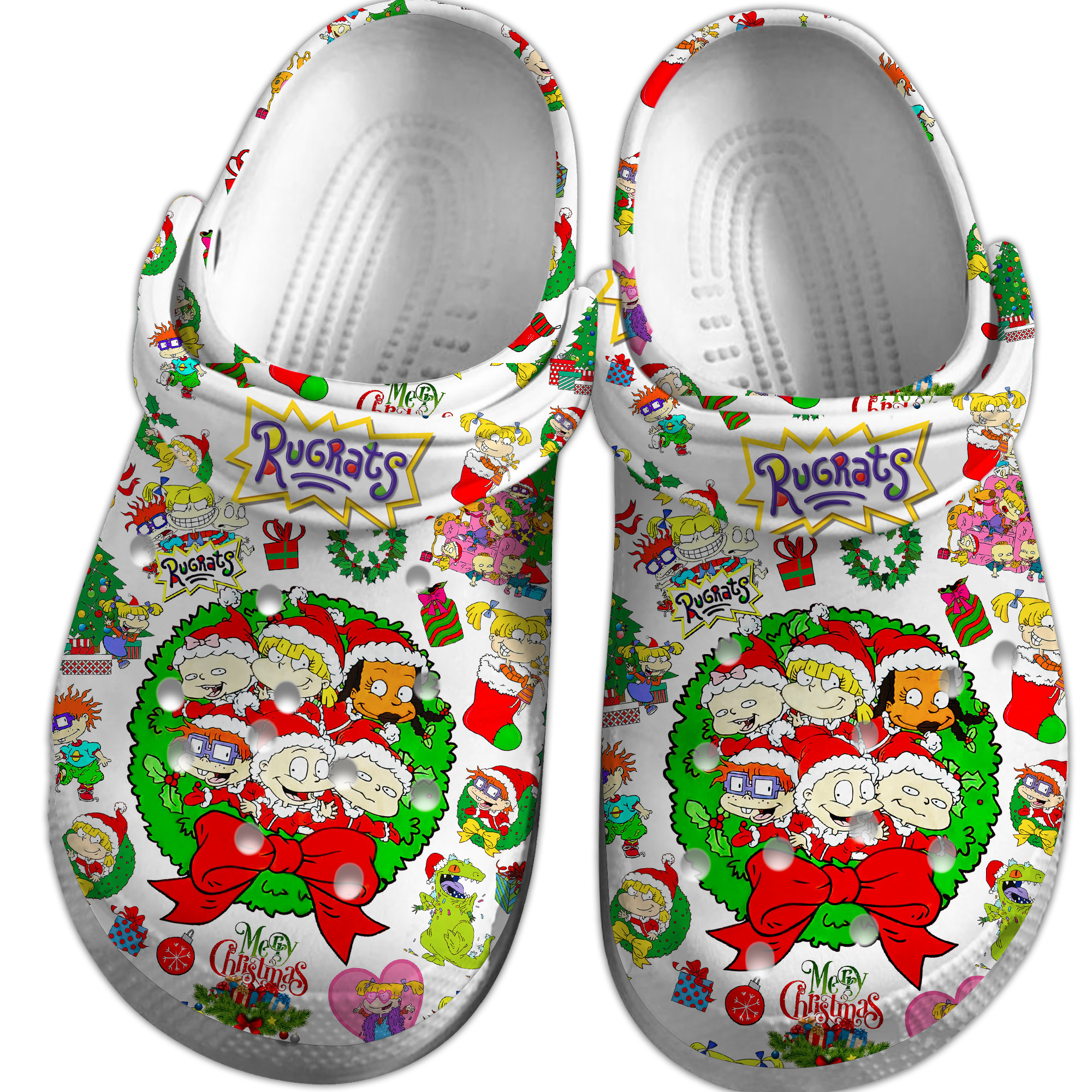 merry christmas rugrats cartoon white clogs perfect gift ideas for christmas! dnsey
