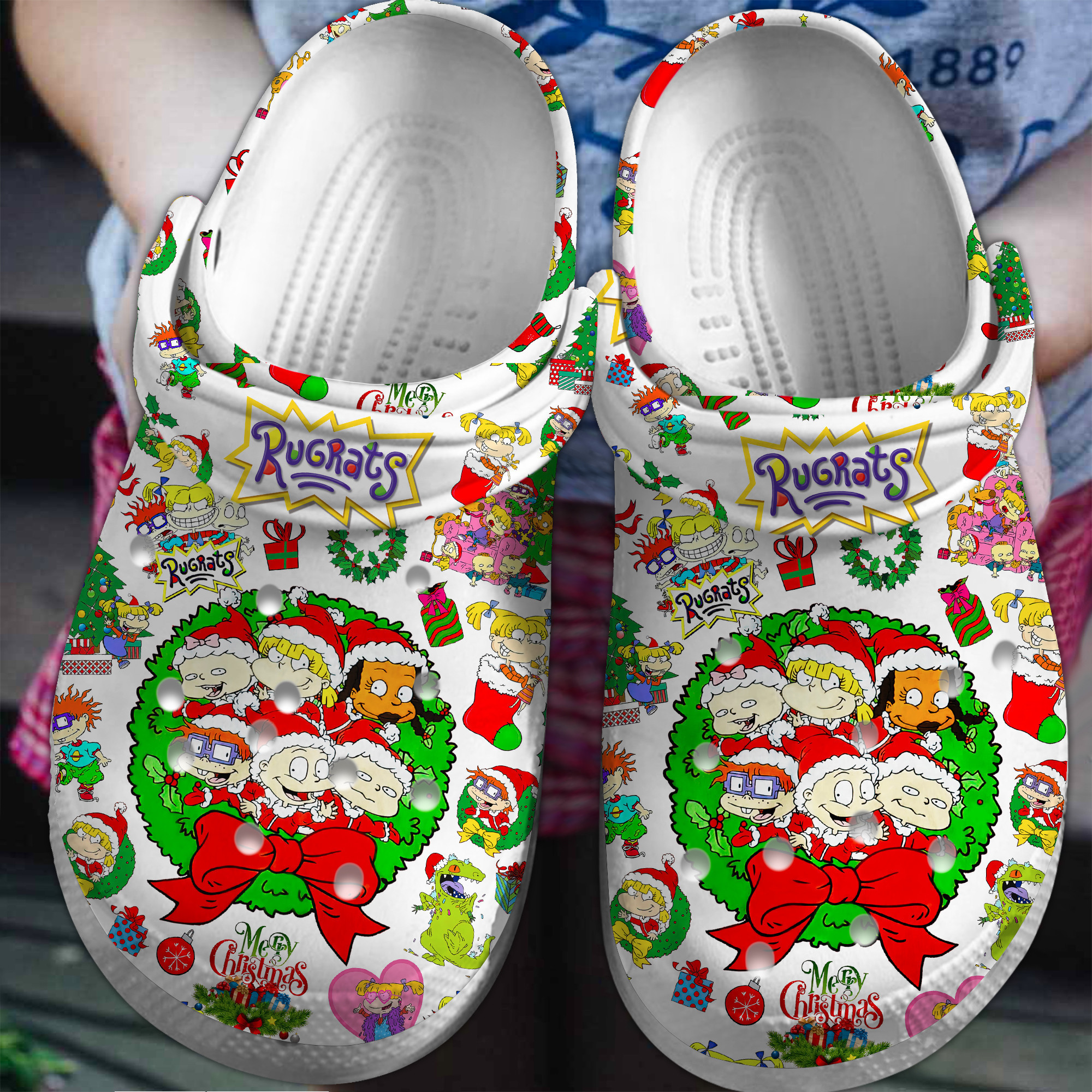 merry christmas rugrats cartoon white clogs perfect gift ideas for christmas! zxto1