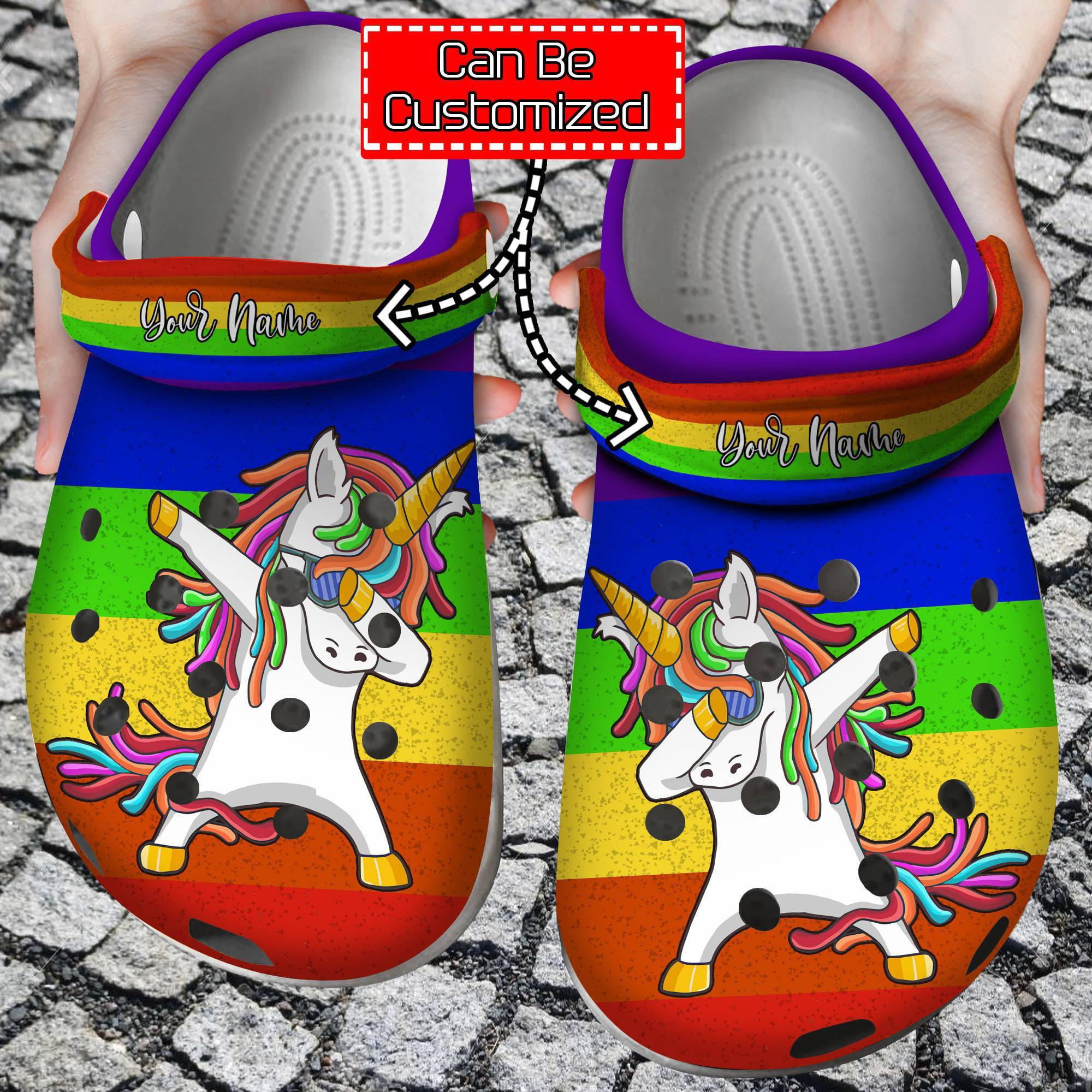 personalized colorful rainbow color classic funny unicorn adult clogs 97qfr