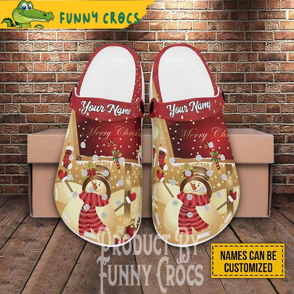 personalized merry christmas snowman red clogs lightweight unisex clogs k3pex