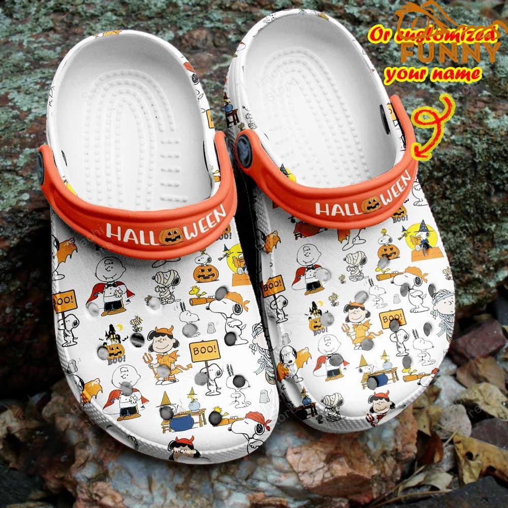 personalized peanut snoopy halloween unisex classic white clogs best gift for halloween 8cfuj