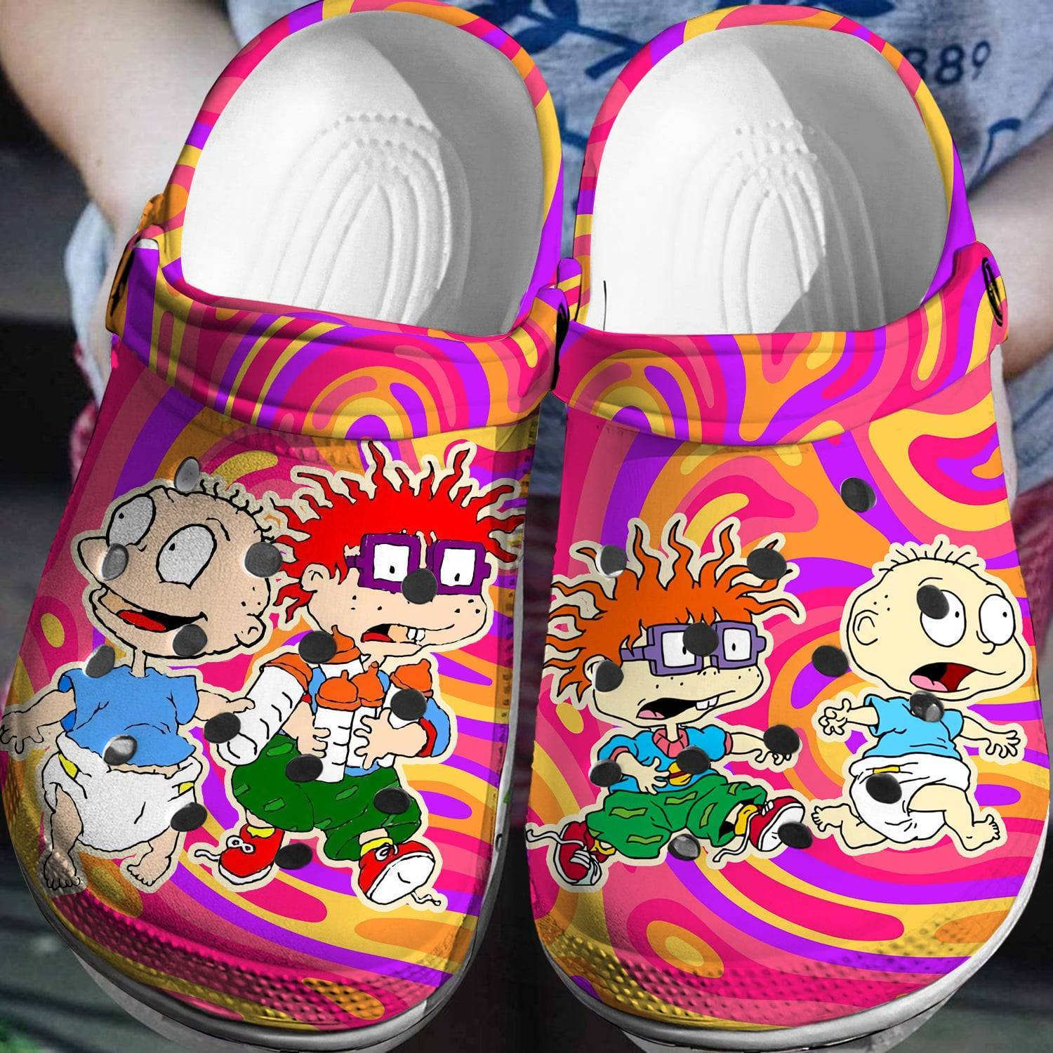 soft and lightweight funny rugrats friends cartoon pink clogs p9l3e