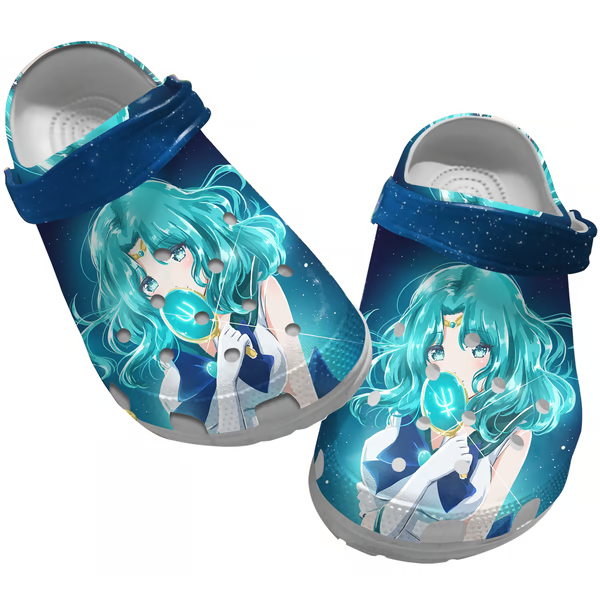 stylish and comfortable sailor moon anime luminous blue clogs nrn1k