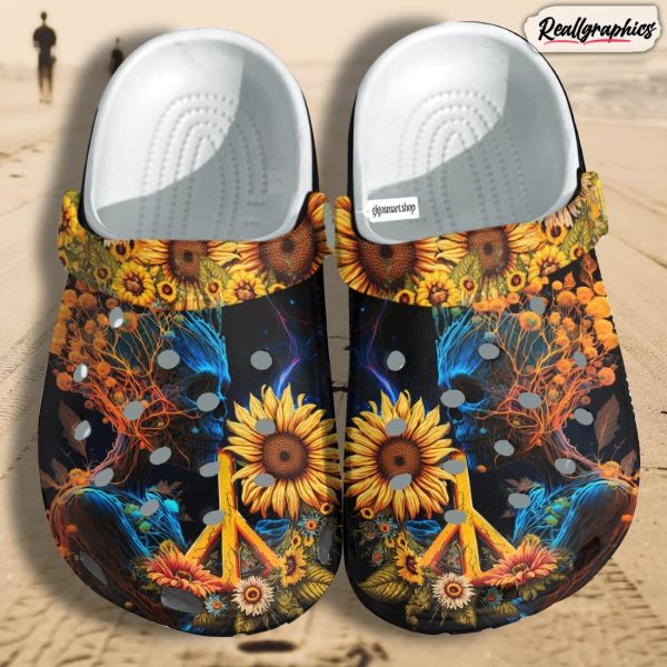 sunflower skull hippie tree dream tie dye clogs shoes 1 pcjvph