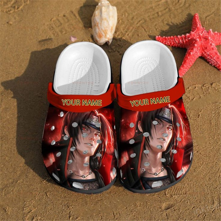 unisex casual akatsuki itachi naruto anime classic red customized clogs kz5py