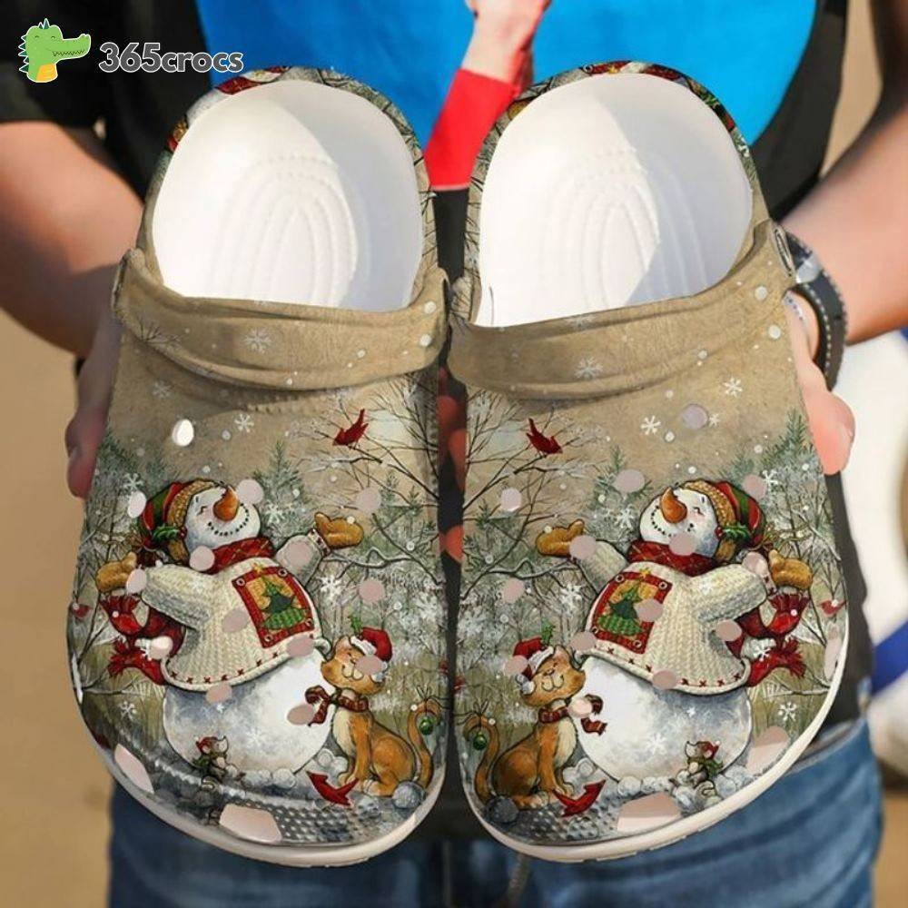 vintage classic snowman with the cat clogs comfort sandals christmas unisex clogs or0rs