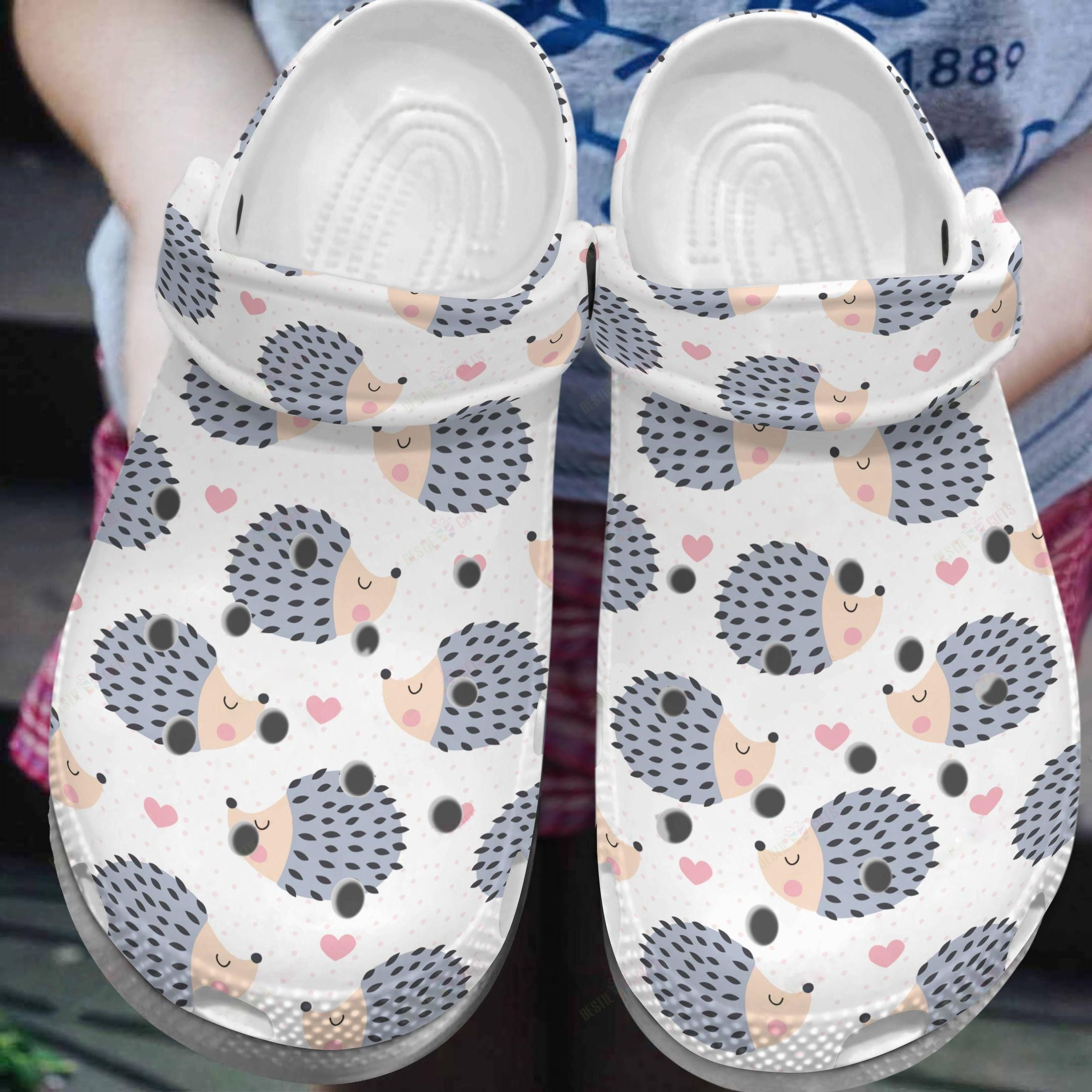 3d printed classic hedgehog vintage adult white clogs fast shipping is available auwop