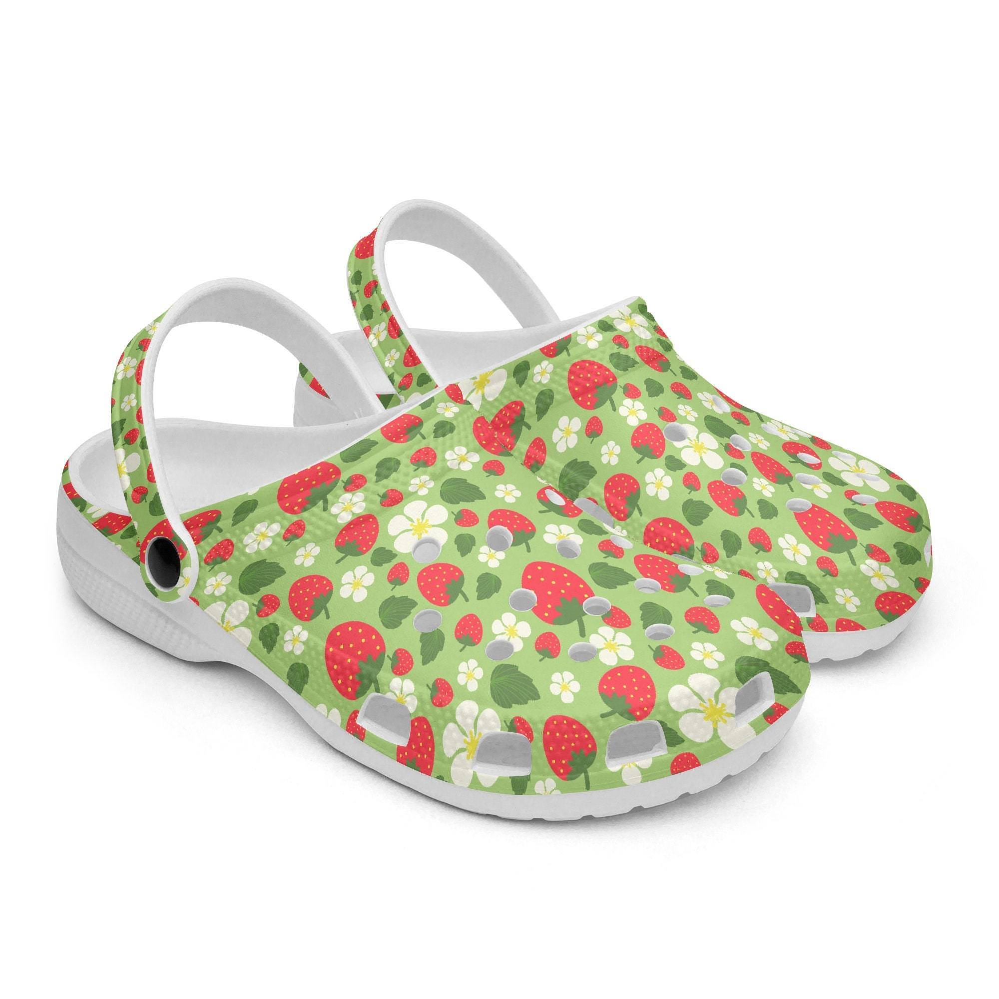 3d printed soft green strawberry adult clogs sja8x