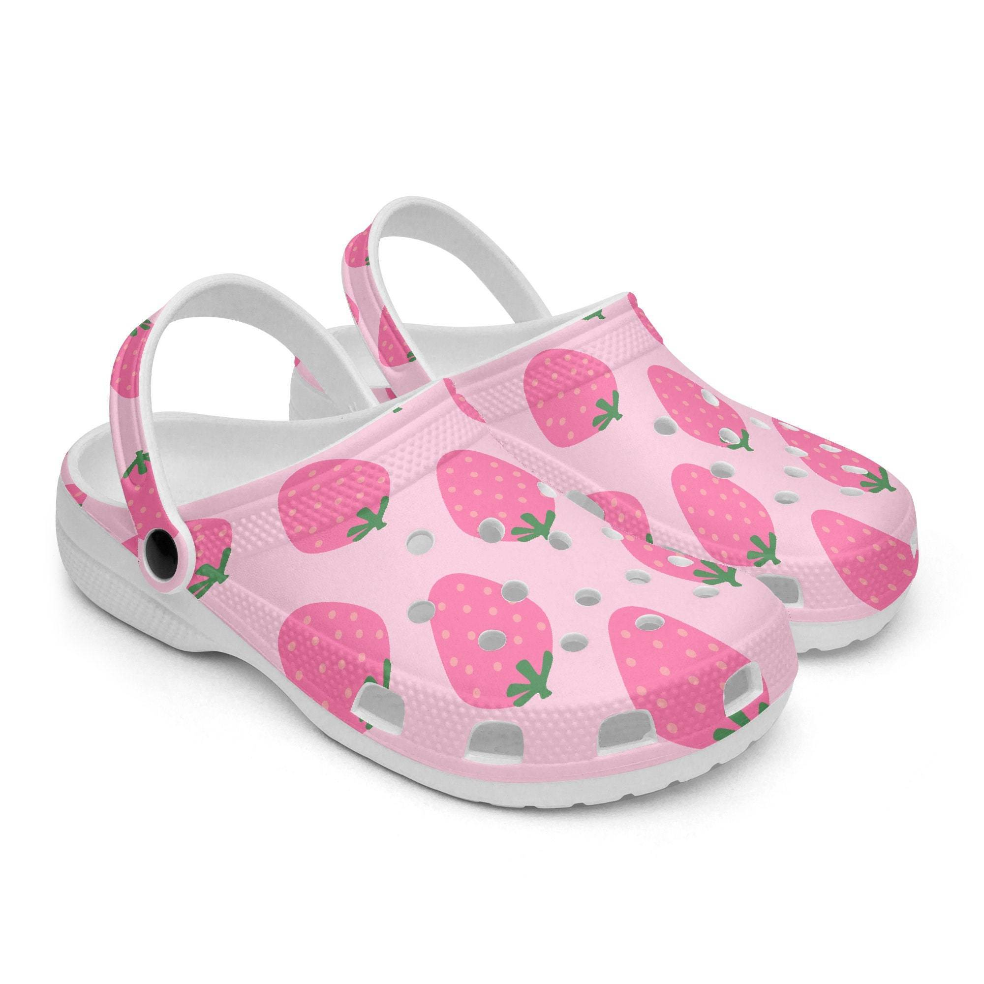 3d printed soft pink strawberry adult clogs fast shipping is available exryb