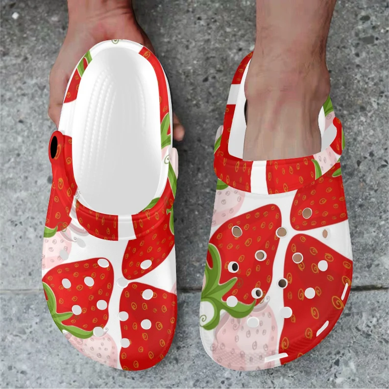 a big red strawberry pattern comfort clogs for adult isllu