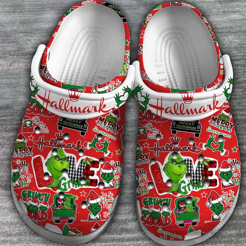 adults love grinch christmas unisex red clogs fun and unique for christmas 1ru0a