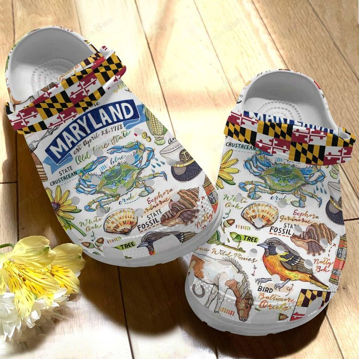 amazing animal pattern clogs maryland flag adult clogs swcut