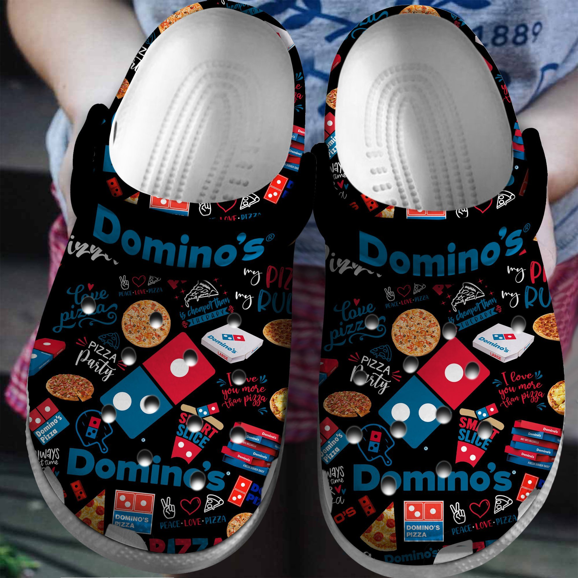 amazing design pizza dominos classic black clogs frkac