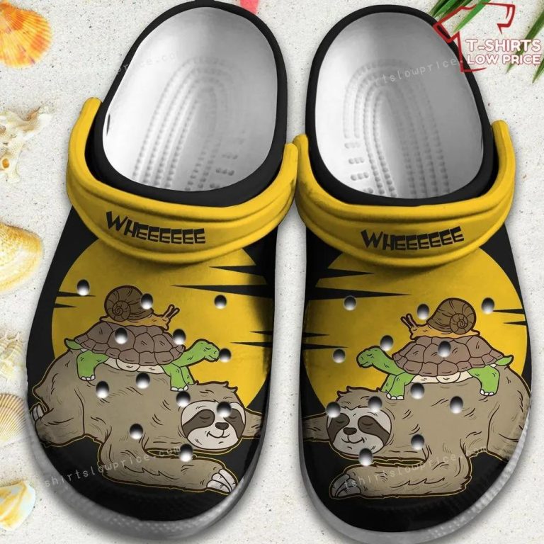 amazing design sloth with turtle brown %26 yellow adult clogs t4qma