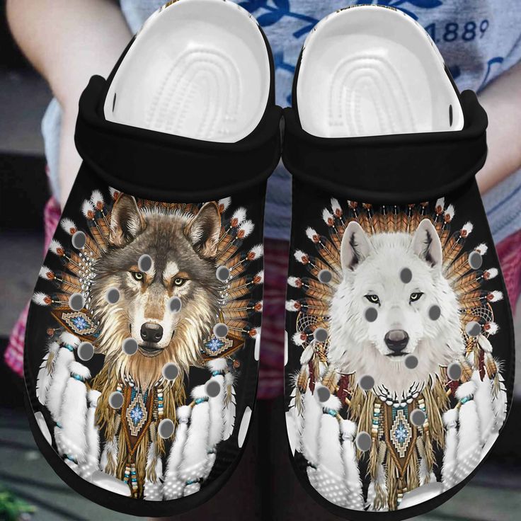 amazing native wolf black adult sandals clogs for men and women e0y4n