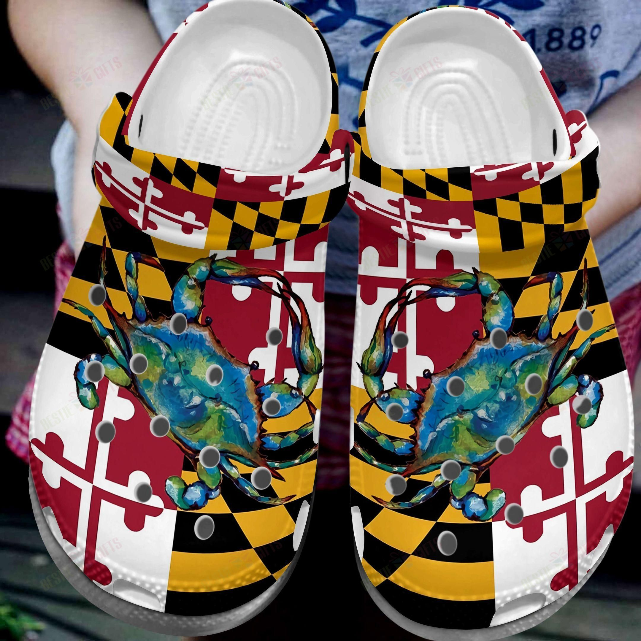 attractive maryland flag pattern adult clogs 0hkjq