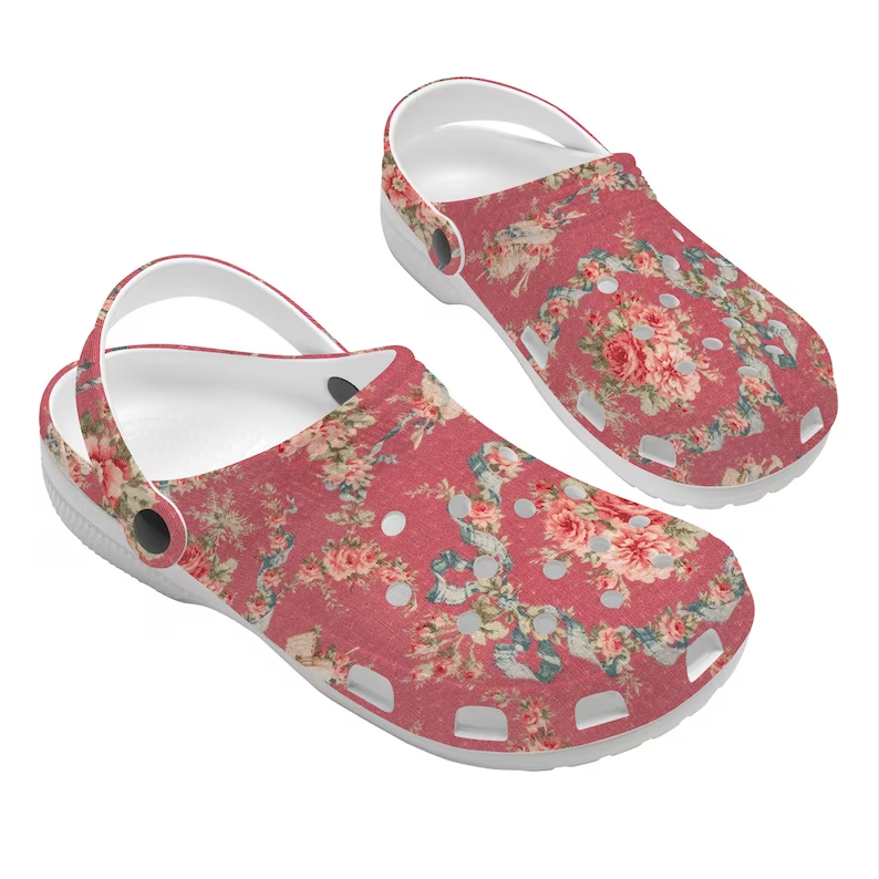 attractive rose pattern classic clogs for men and women fffmn