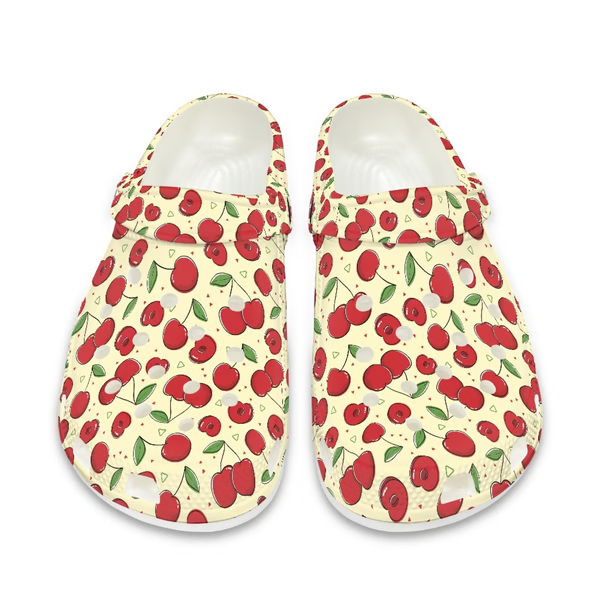 beautiful cherries 3d printed beige unisex clogs sdmn4