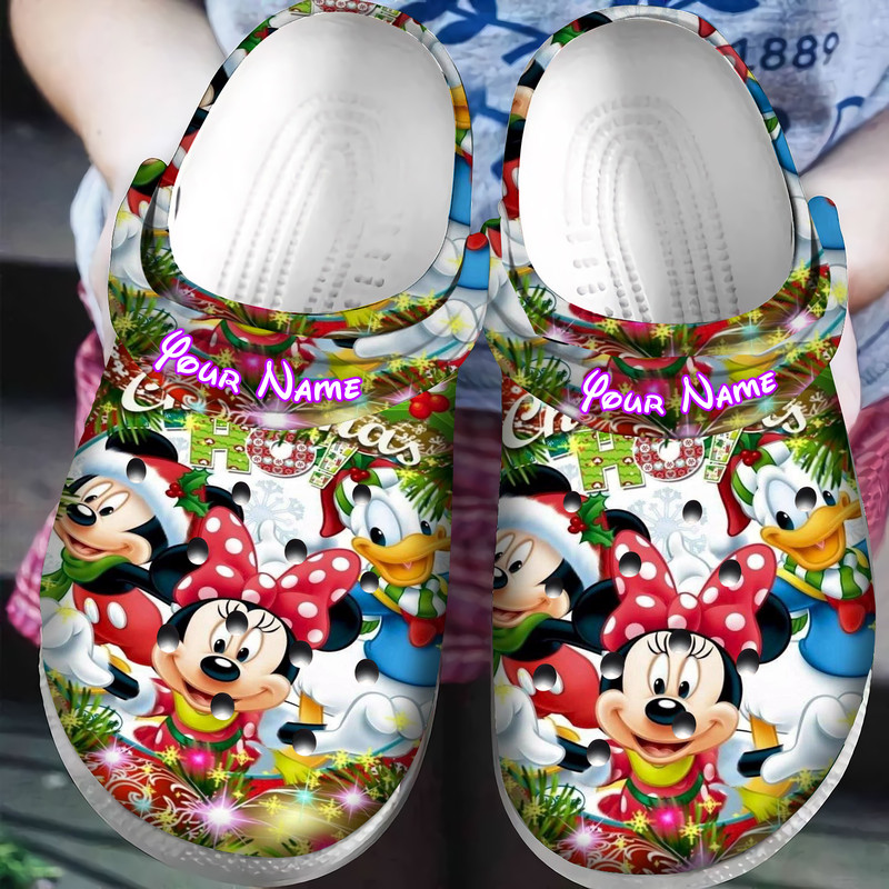 beautiful mickey mouse beside the christmas tree soft sandals to wear flqwa