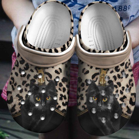 black cat zipper leopard shoes clogs comfort sandals to wear egkpe