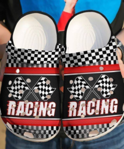 breathable and durable racing checkered flag clogs quick delivery available 3r8m6