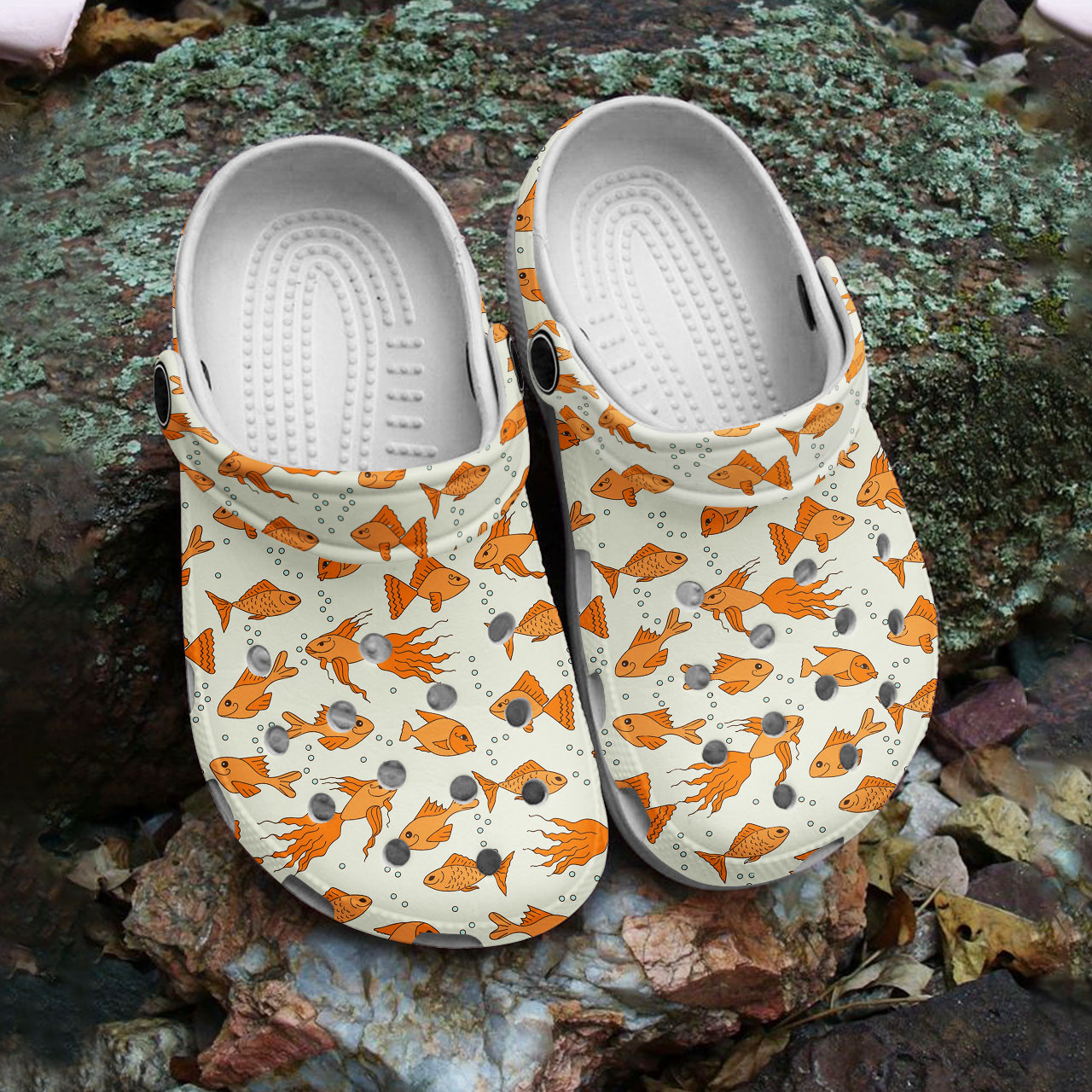 cartoon goldfish lined classic clogs easy to clean qh3ma