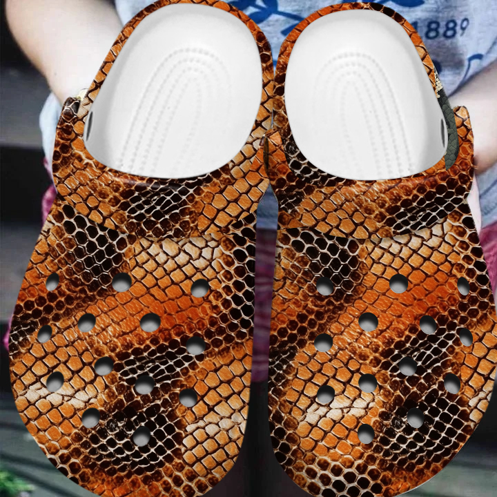 classic lined snakeskin orange pattern with sandals clogs 8qr9f