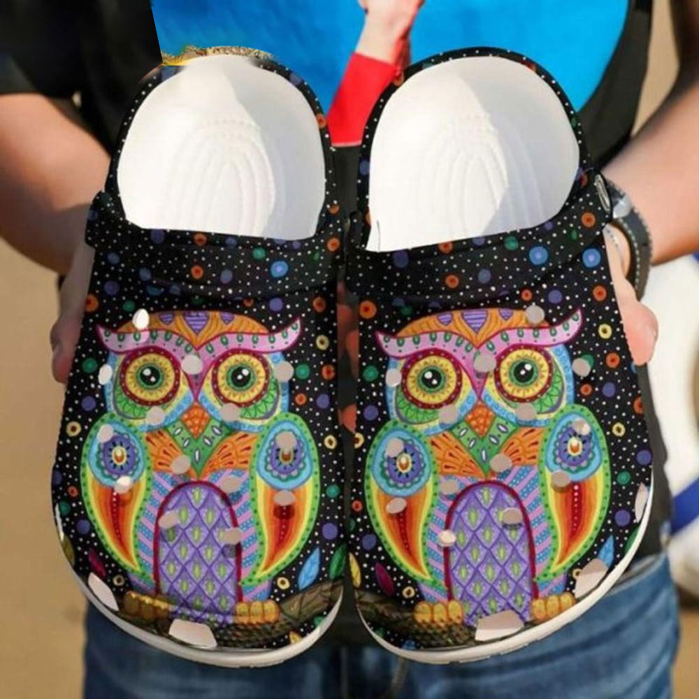 colorful owl black non slip adult clogs easy to clean eofwz