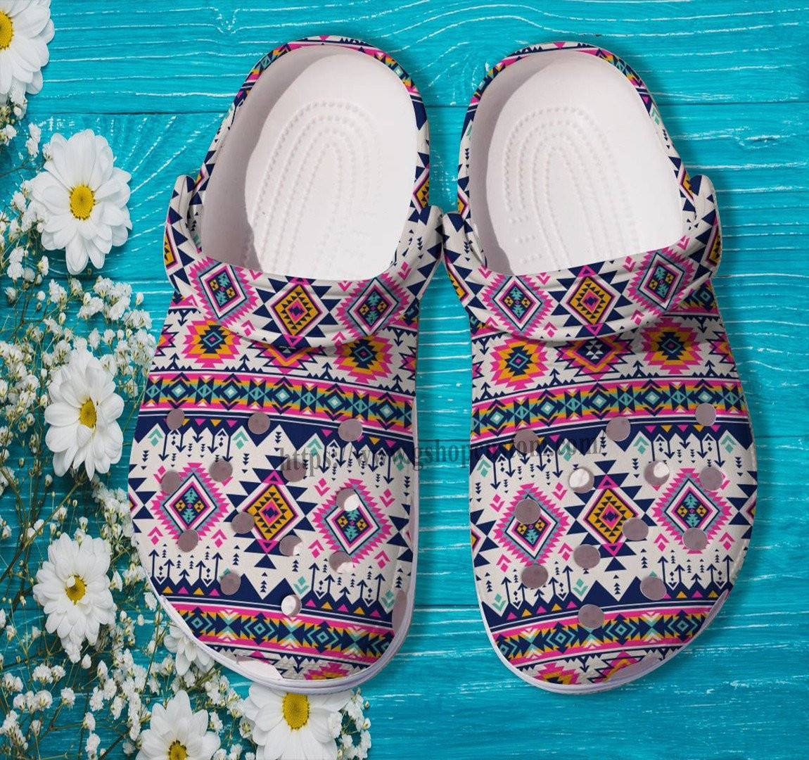 colorful pattern boho style adult classic lightweight clogs surxn