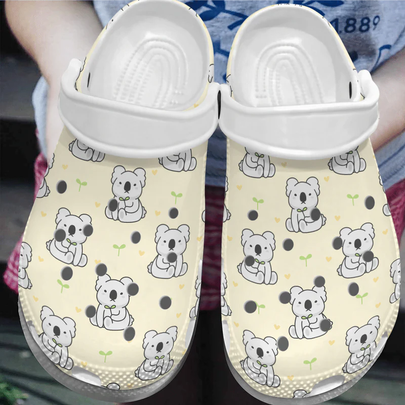 cute cartoon design of koala beige clogs for animal lovers bqr0a