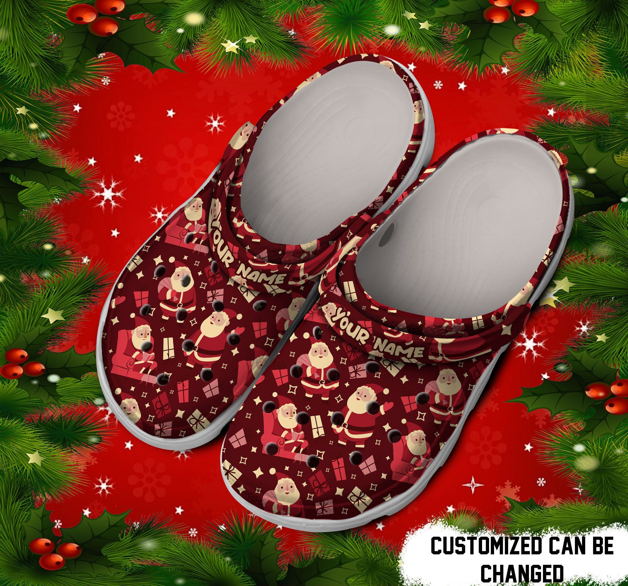 cute cartoon santa classic christmas customized clogs 506wc