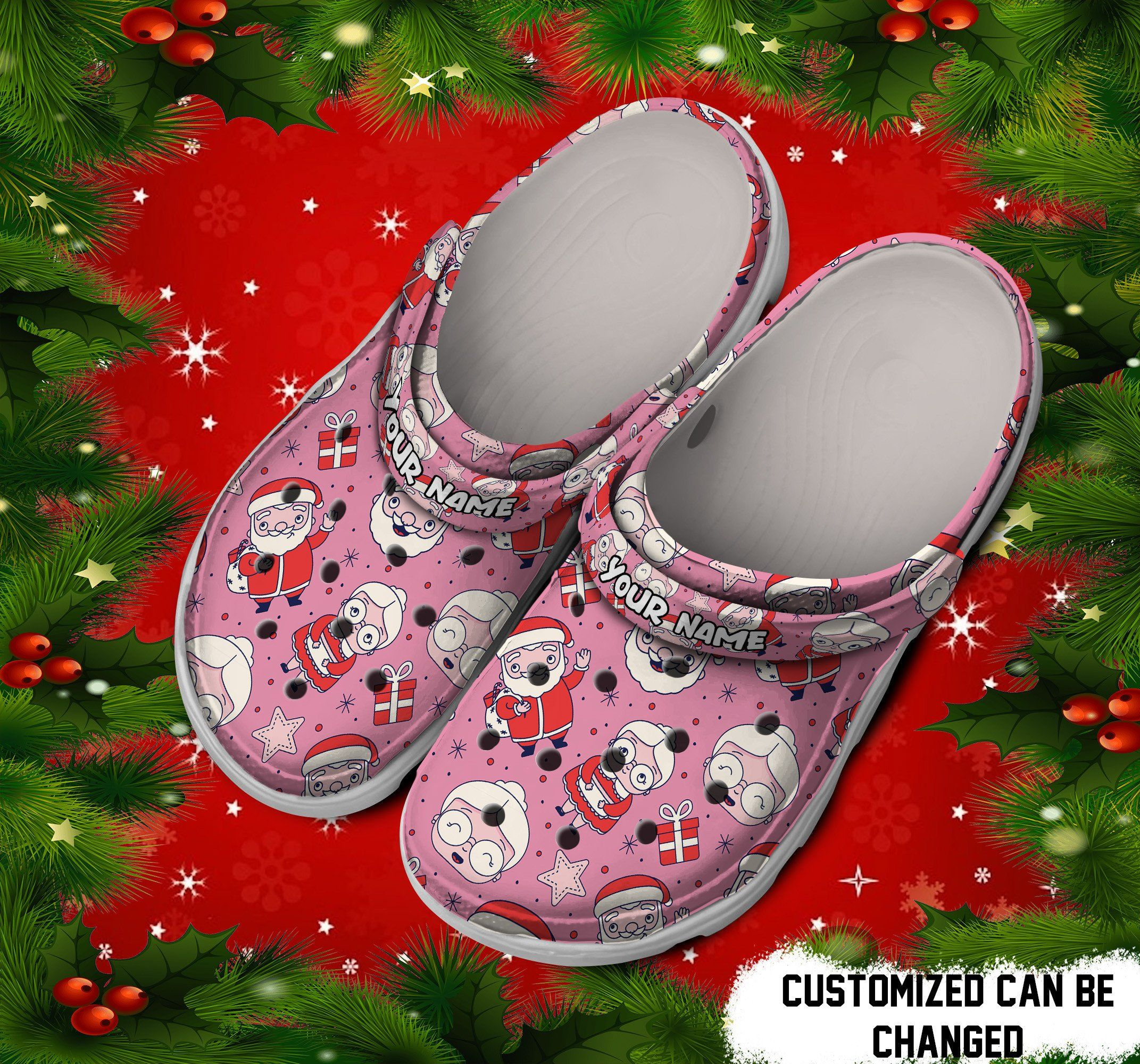 cute cartoon sweet pink santa classic christmas clogs awcxh