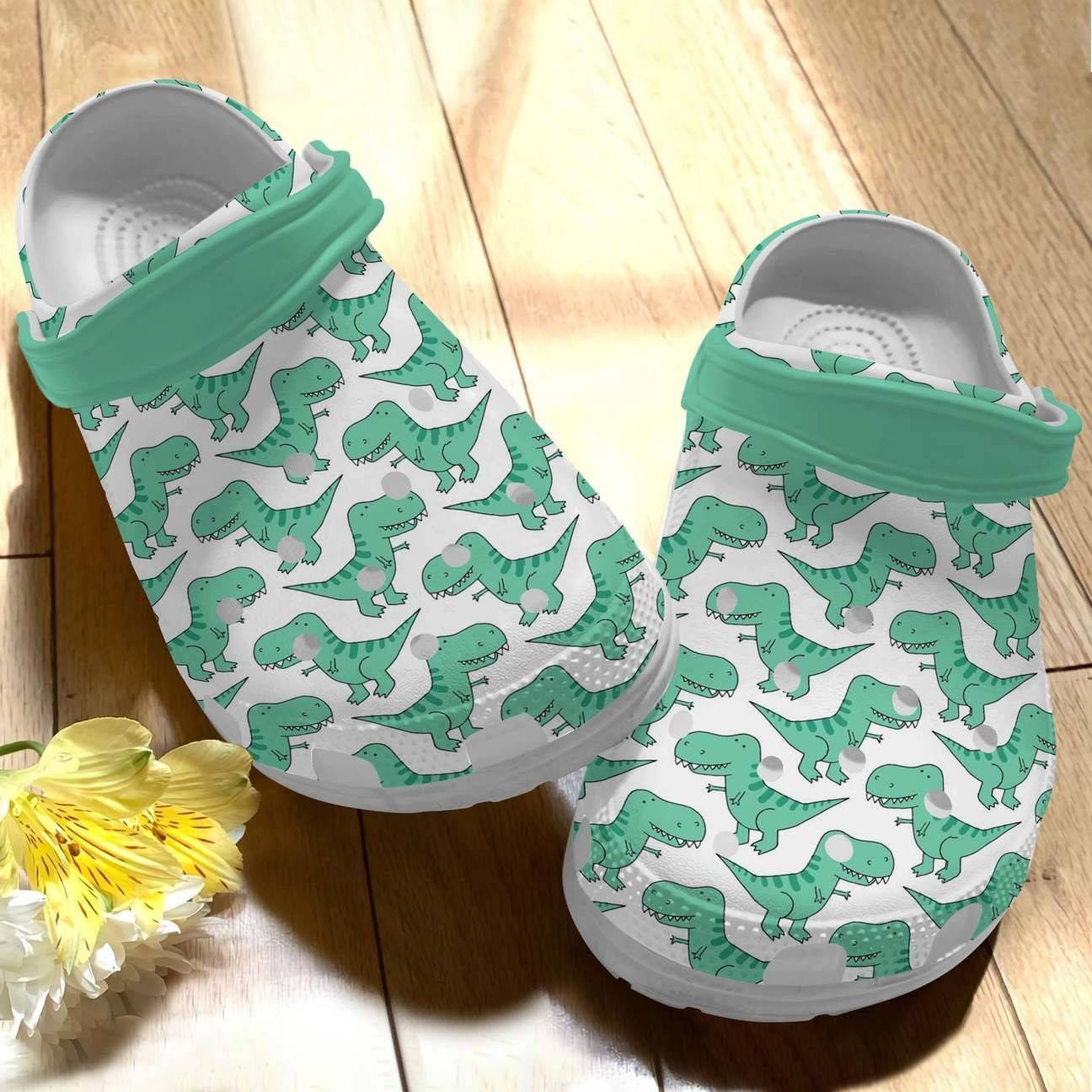 cute cartoon t rex dinosaur unisex clogs easy to clean mwcgc