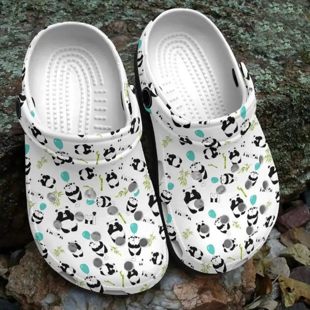 cute panda with bamboo lightweight white clogs for adult joltz