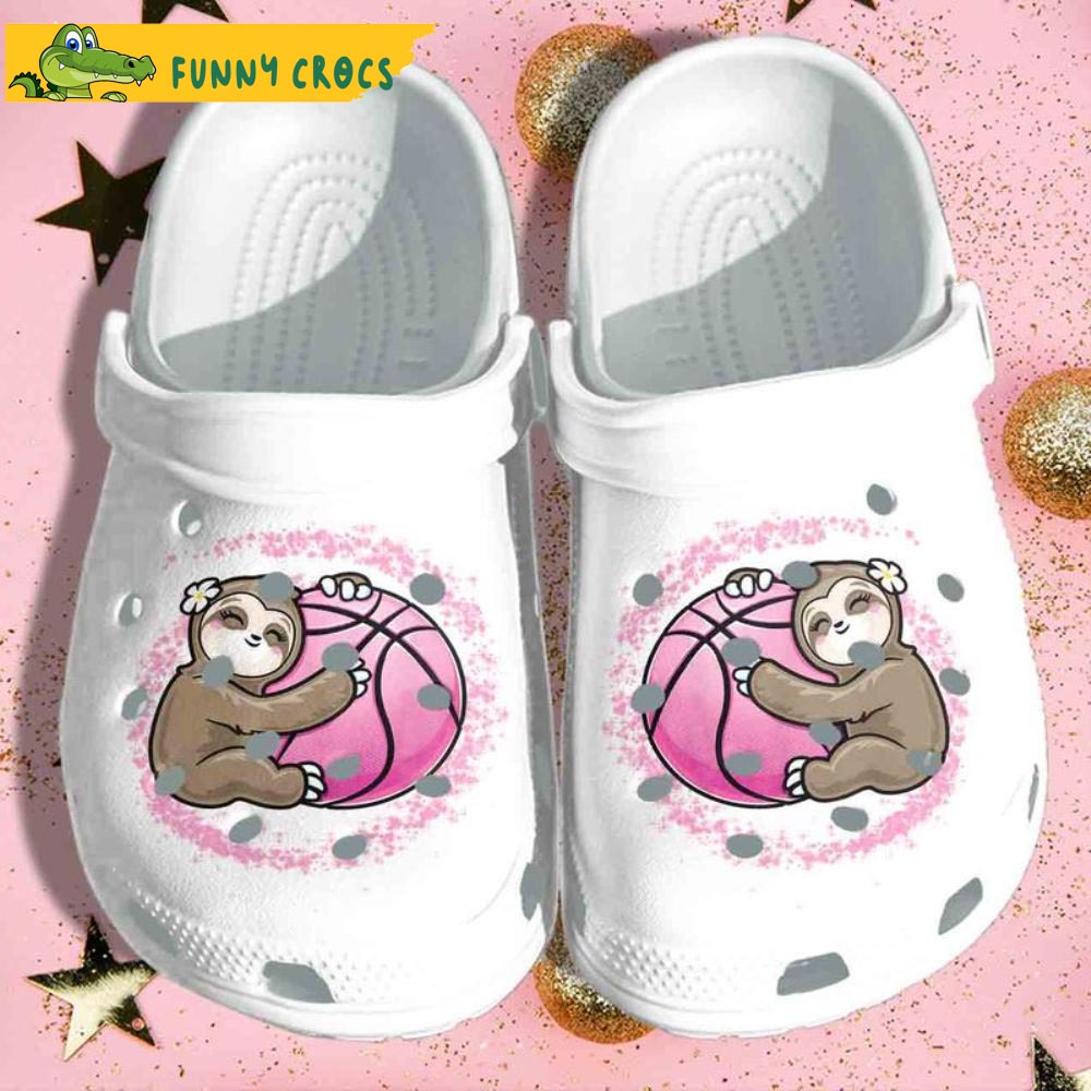 cute sloth with the sweet pink ball adult white clogs c1k9y